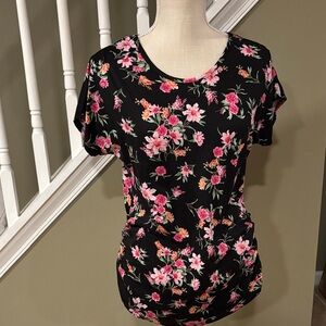 Maternity Floral Black Top